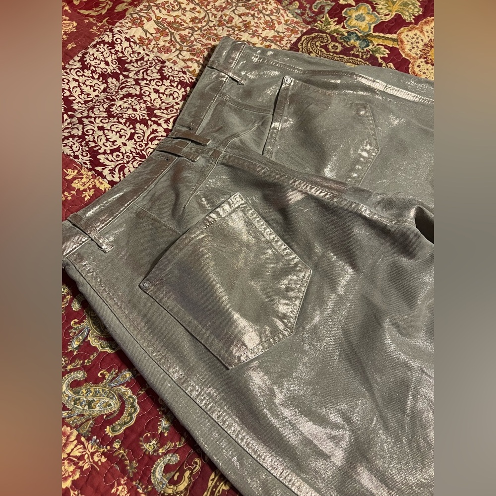 Free People, Metallic Good Luck Barrel Jeans, sz 31 - Picture 2 of 8